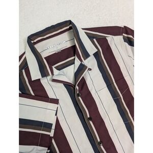 Bearbottom Men's Sm Performance Stretch‎ Polo Maroon Shirt Striped
